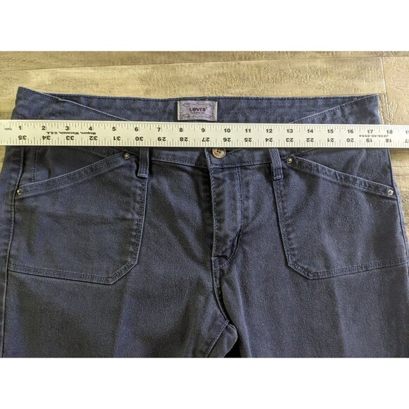 Y2K Style Levi's Jeans Womens 12 Boot Cut Flared Cotton Dark Blue Denim Pants - Picture 7 of 14